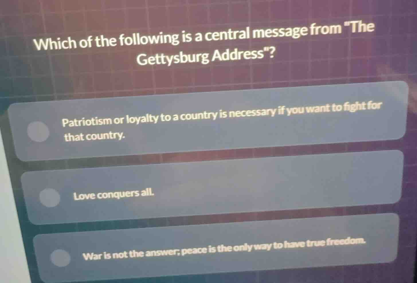 which of the following is a central message from \the gettysburg addres…