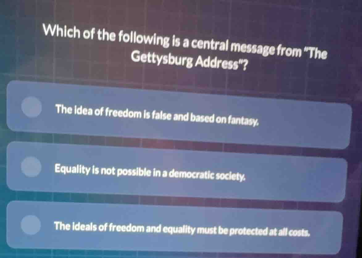 which of the following is a central message from \the gettysburg addres…