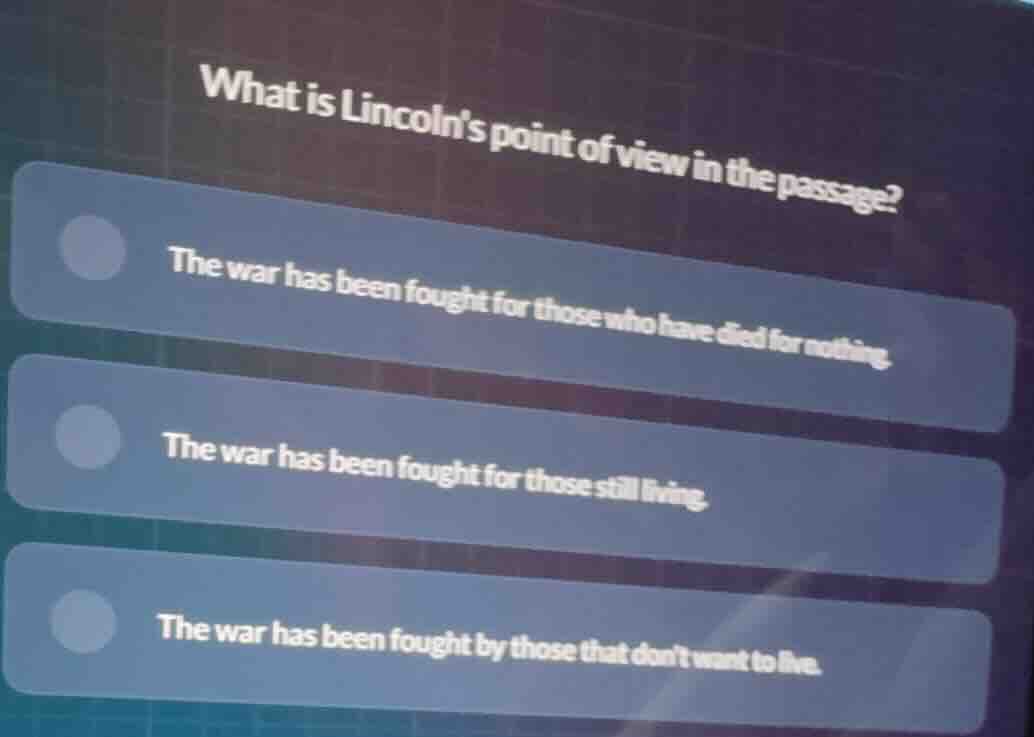 what is lincolns point of view in the passage? the war has been fought …