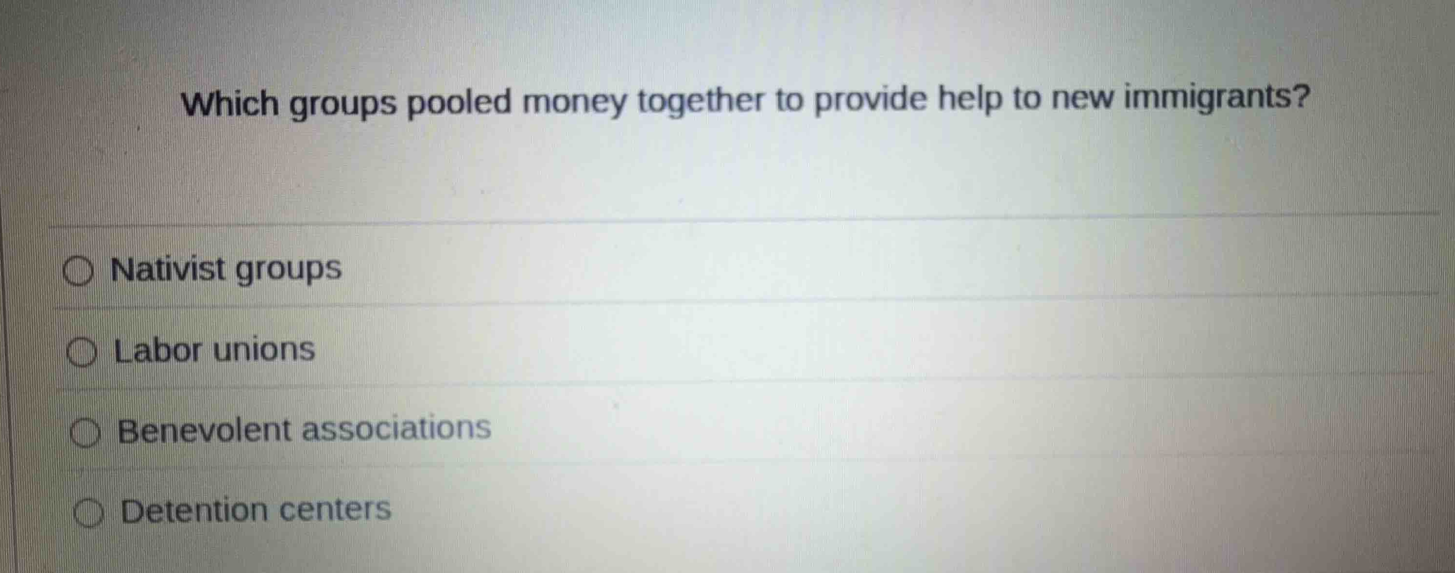 which groups pooled money together to provide help to new immigrants? n…