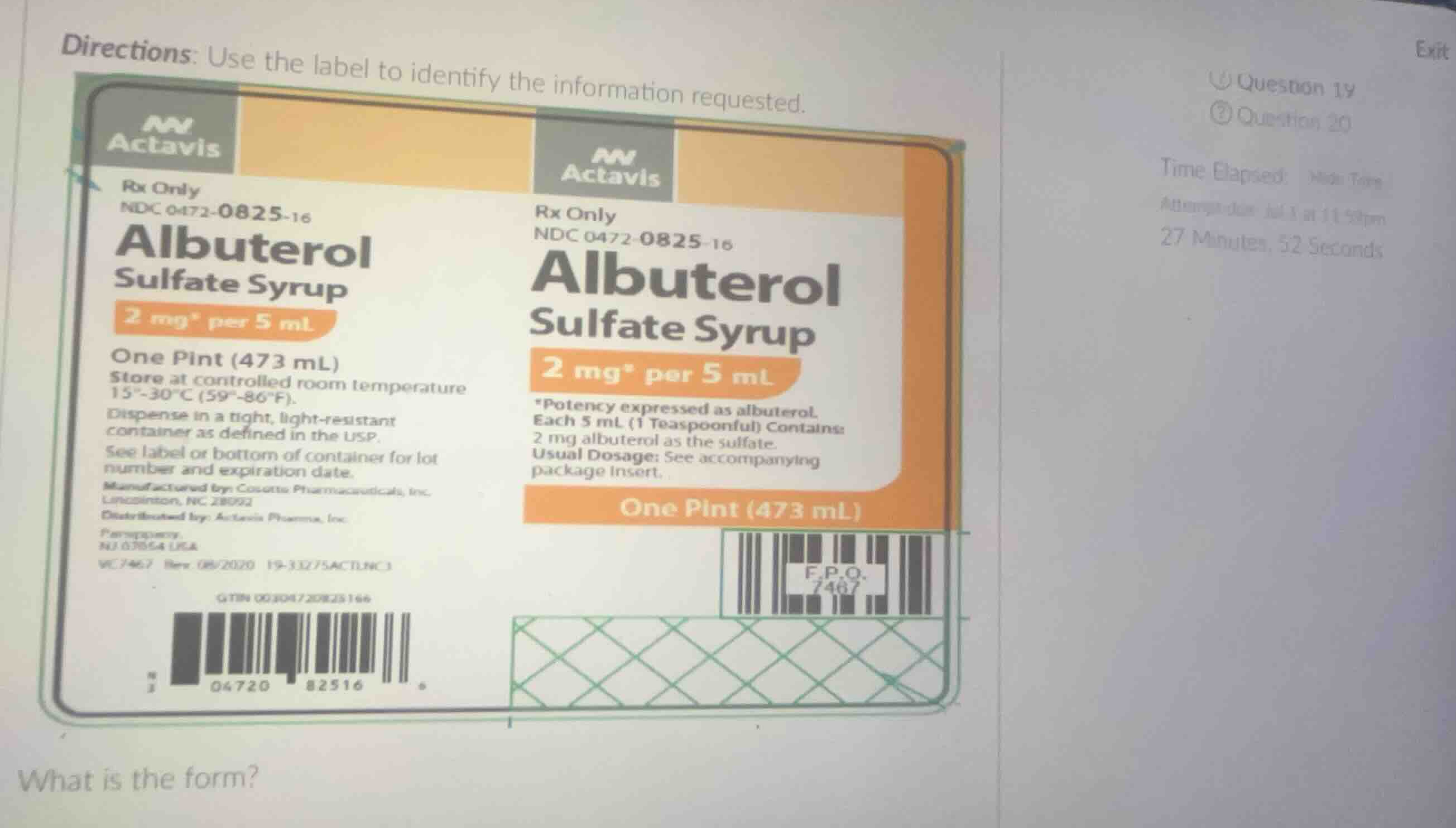 directions: use the label to identify the information requested. what i…
