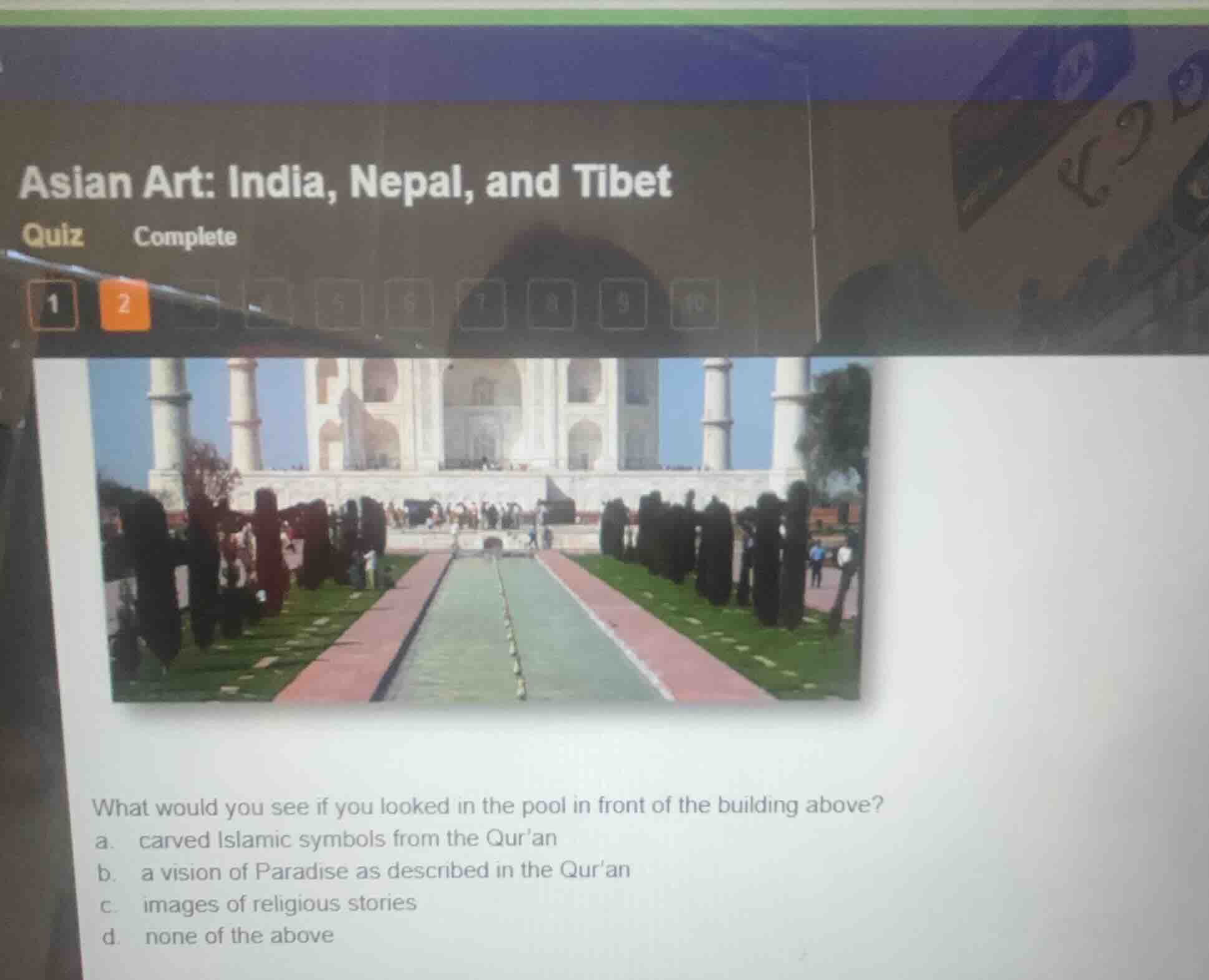 asian art: india, nepal, and tibet quiz complete what would you see if …