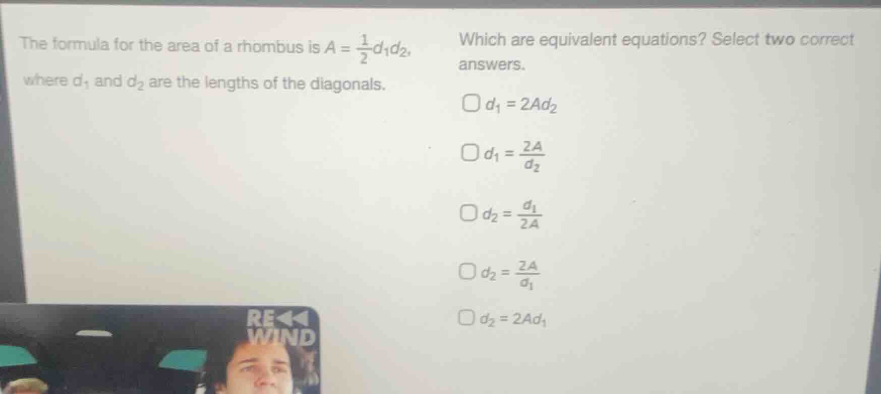 the formula for the area of a rhombus is \\(a = \\frac{1}{2}d_1d_2\\), …