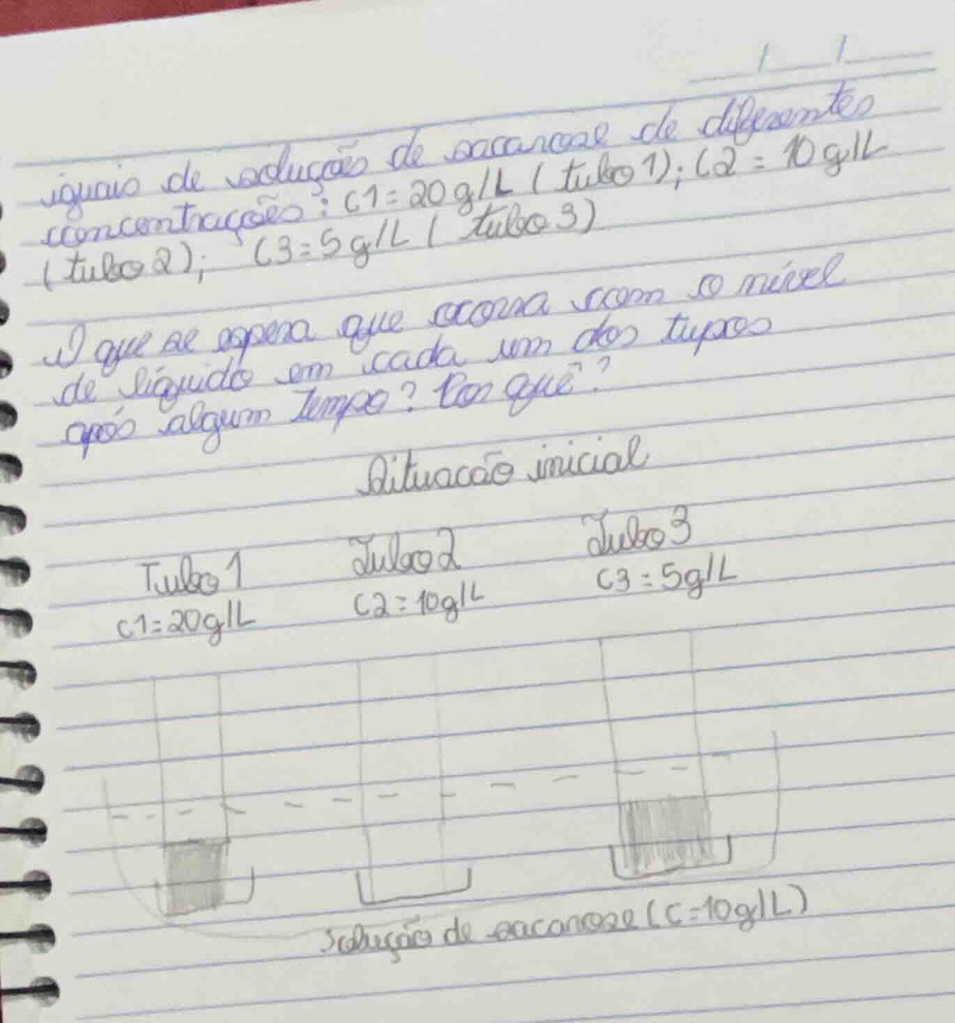 ...iguais de soluções de sacarose de diferentes concentrações: \\(c1 = …