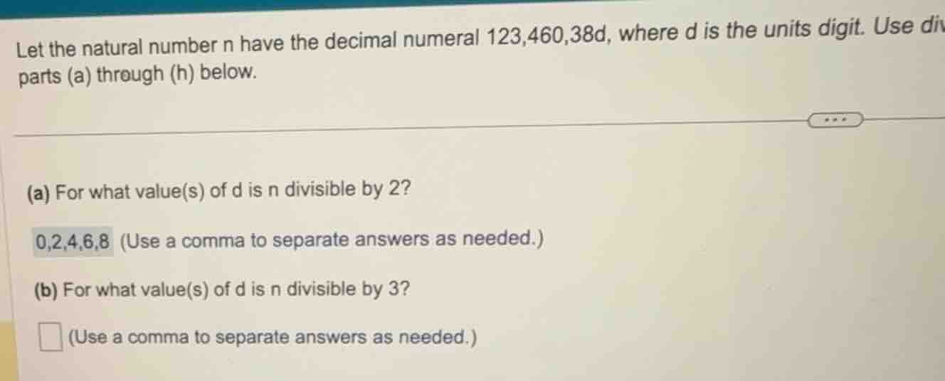 let the natural number n have the decimal numeral 123,460,38d, where d …