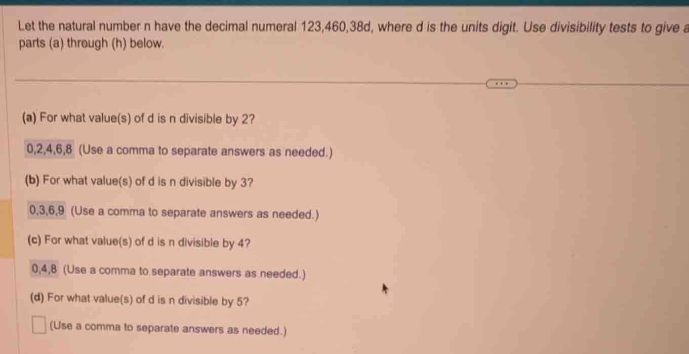 let the natural number n have the decimal numeral 123,460,38d, where d …