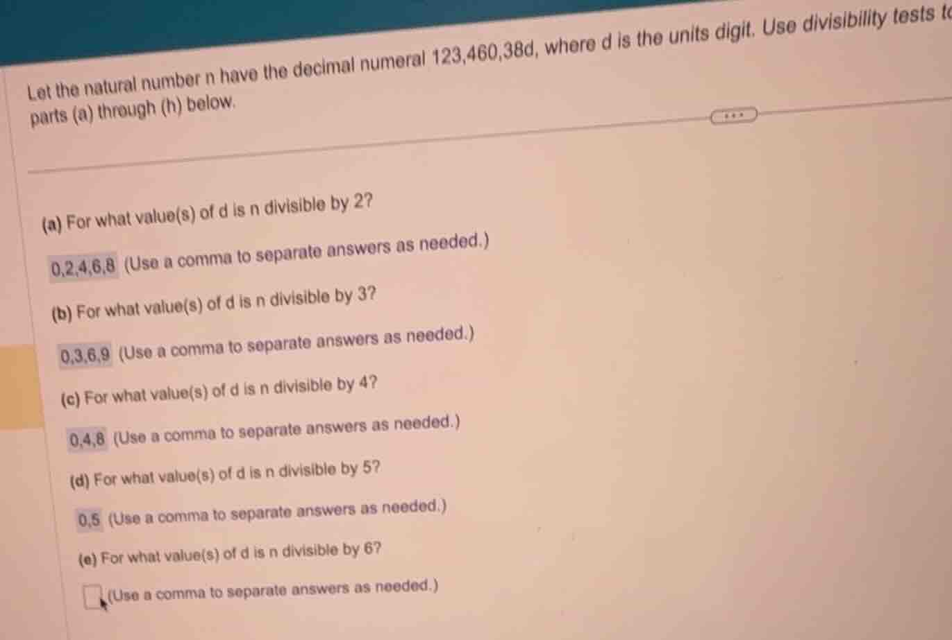 let the natural number n have the decimal numeral 123,460,38d, where d …