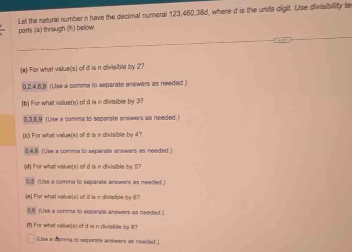 let the natural number n have the decimal numeral 123,460,38d, where d …