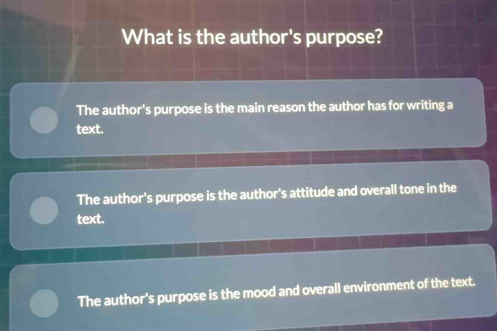 what is the authors purpose? the authors purpose is the main reason the…