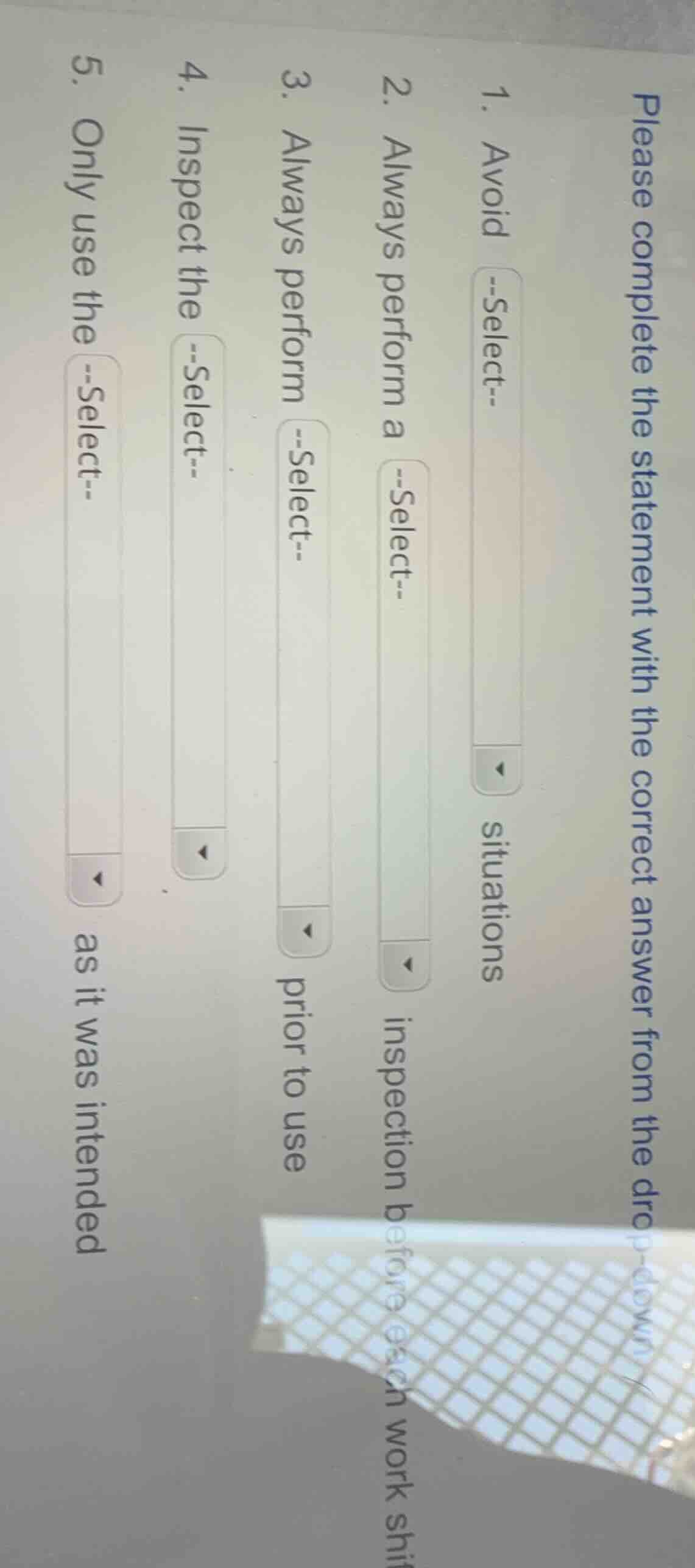 please complete the statement with the correct answer from the drop-dow…