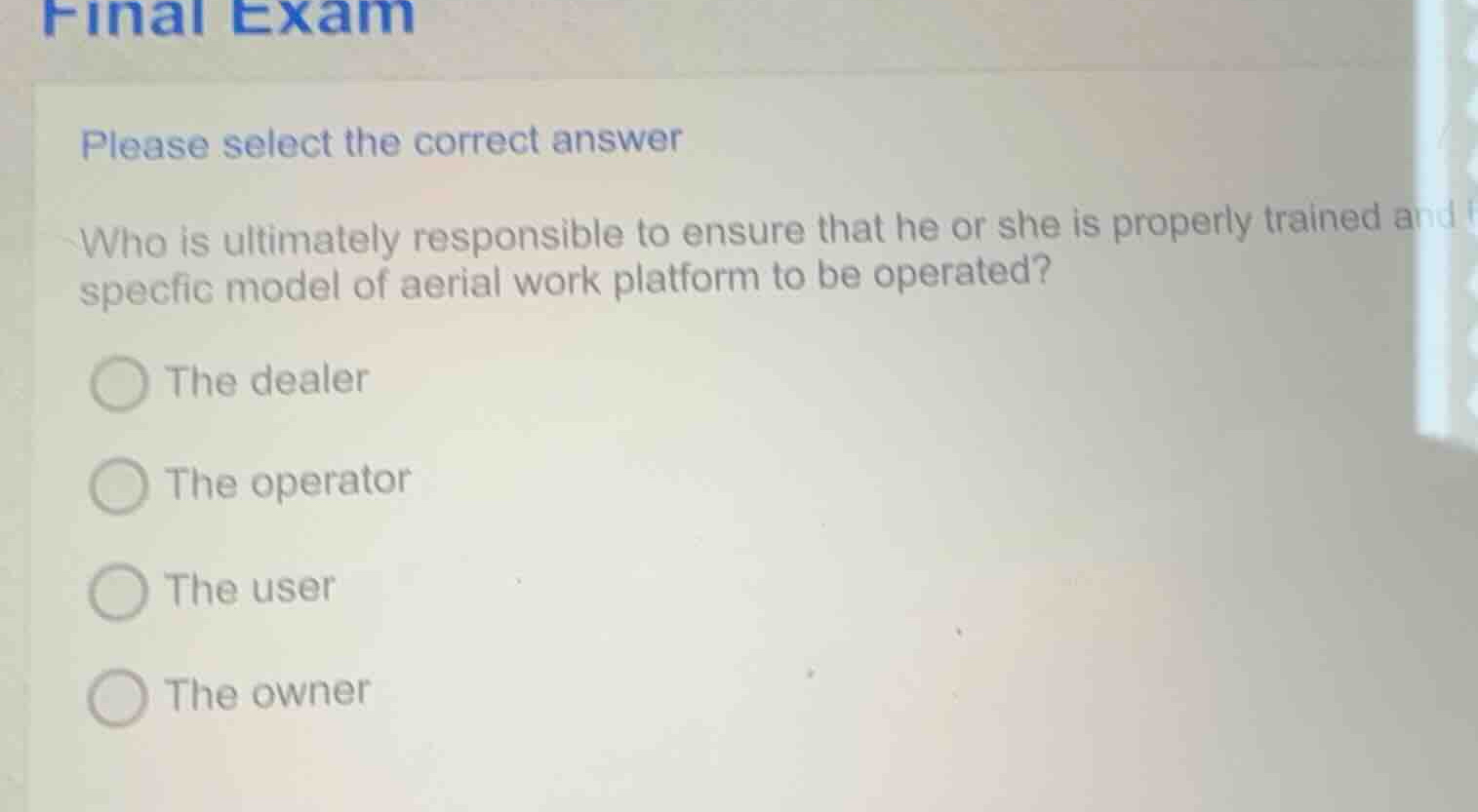 please select the correct answer who is ultimately responsible to ensur…