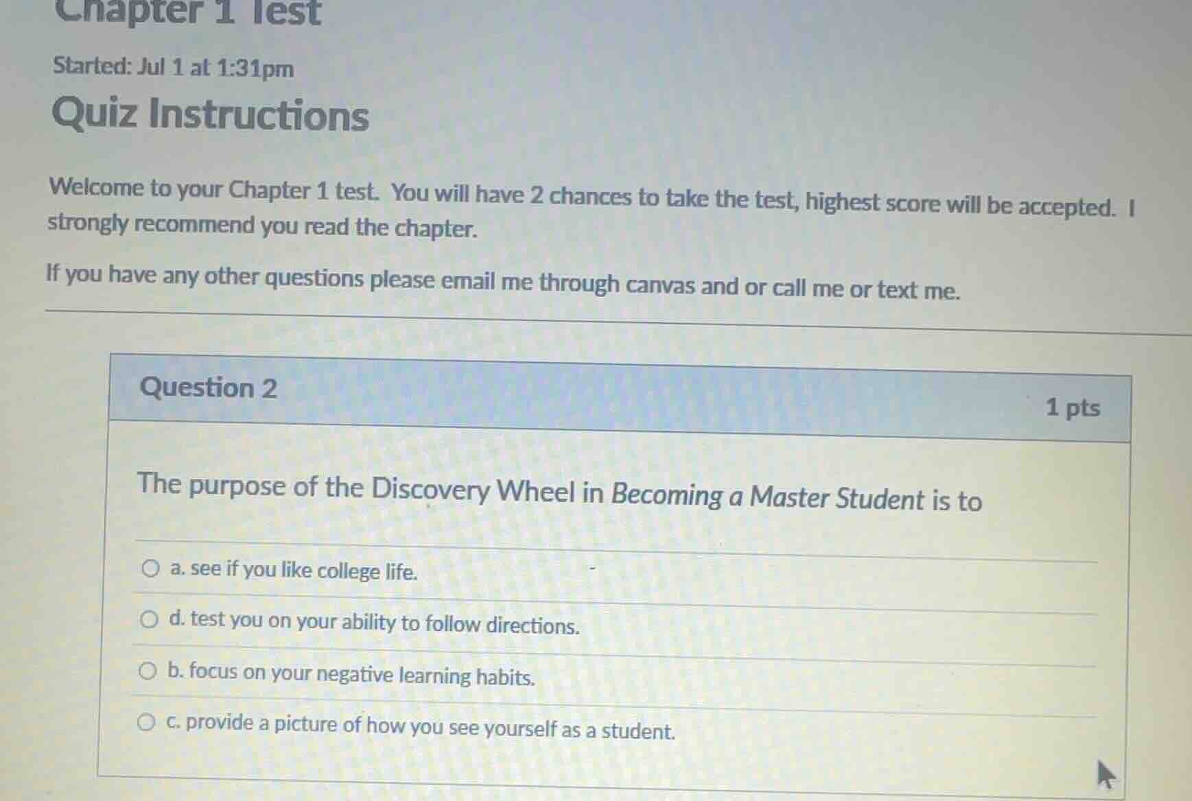the purpose of the discovery wheel in becoming a master student is to a…