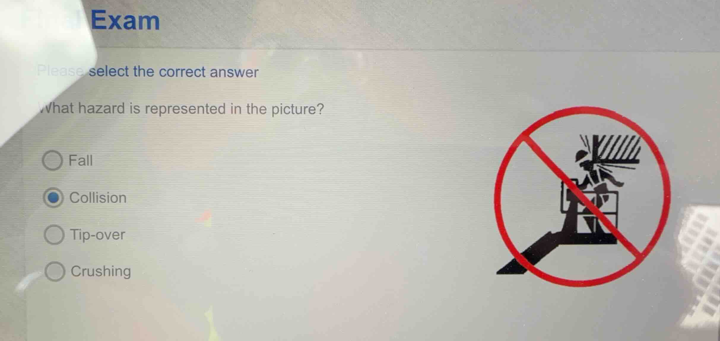 exam please select the correct answer what hazard is represented in the…