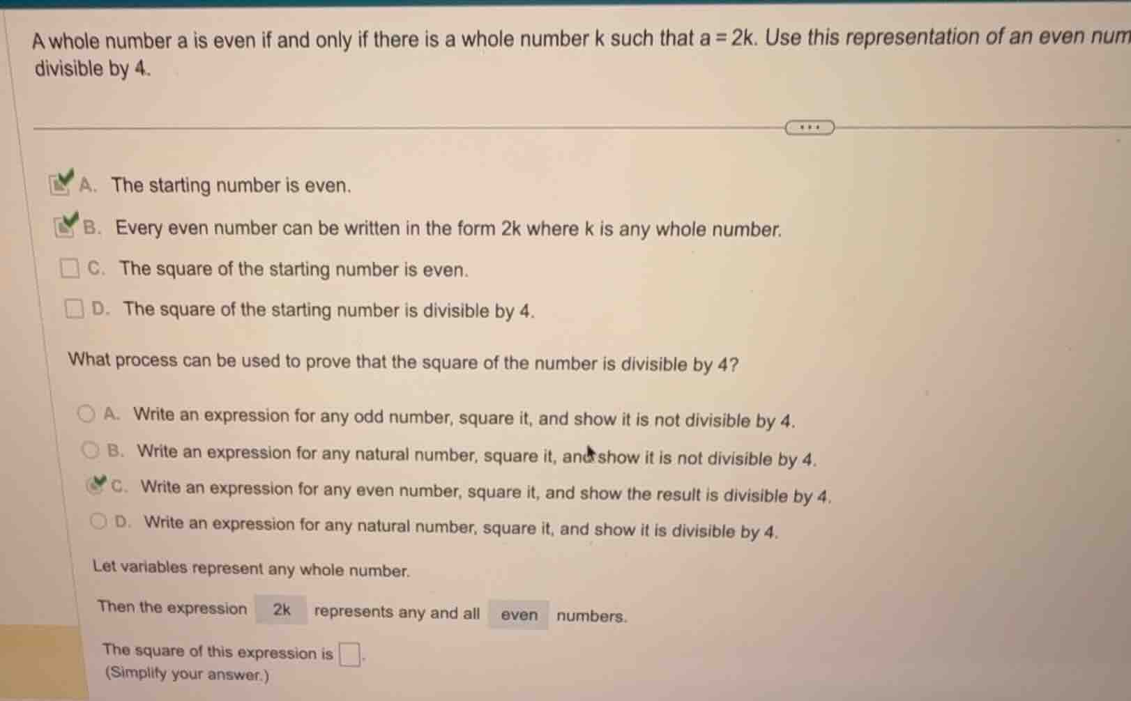 a whole number a is even if and only if there is a whole number k such …