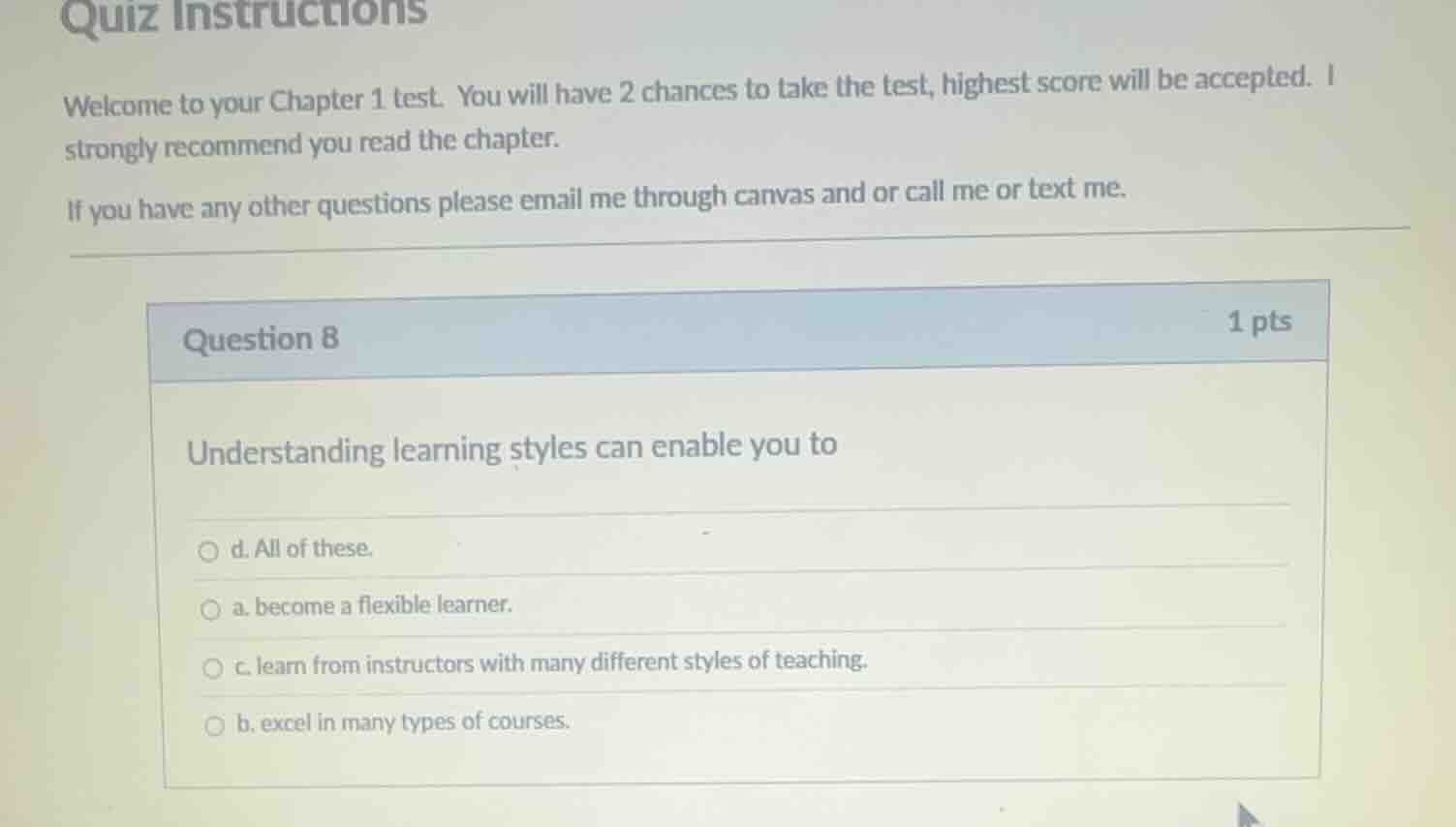 quiz instructions welcome to your chapter 1 test. you will have 2 chanc…