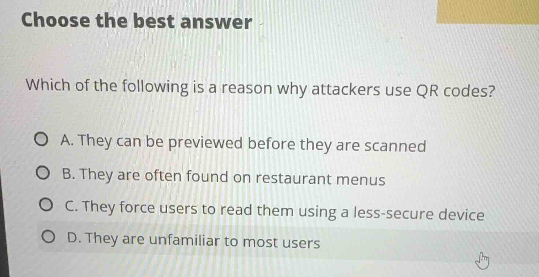 choose the best answer which of the following is a reason why attackers…
