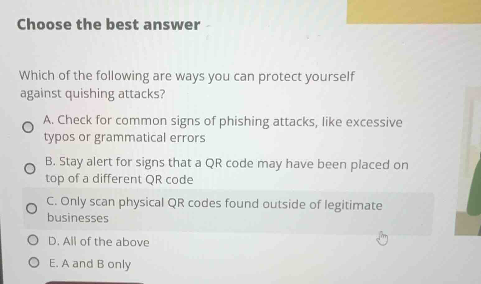 choose the best answer which of the following are ways you can protect …