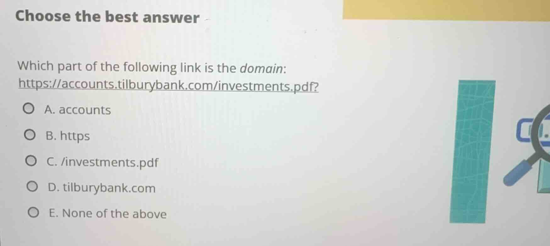 choose the best answer which part of the following link is the domain: …