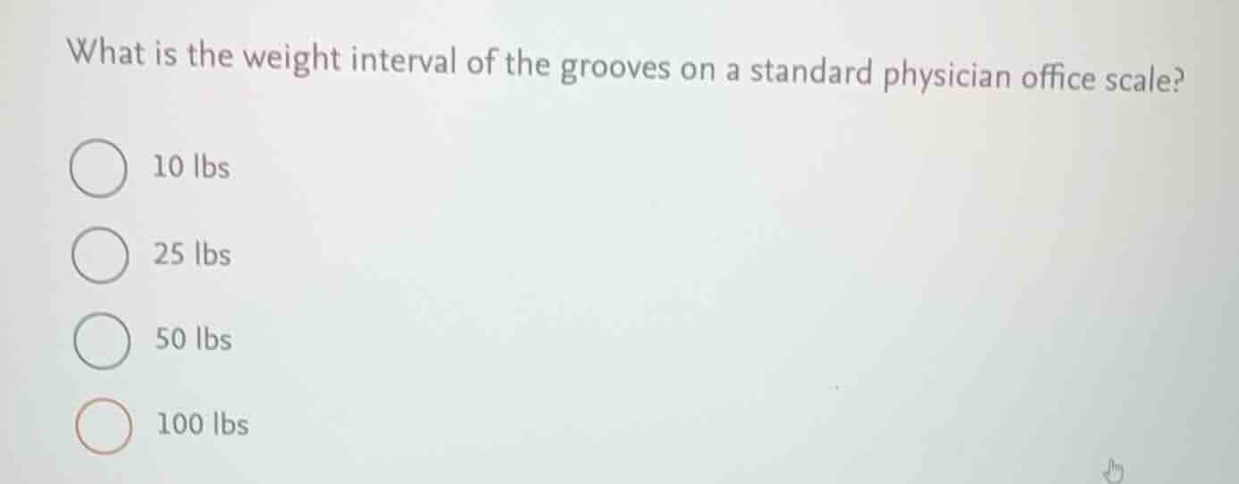what is the weight interval of the grooves on a standard physician offi…