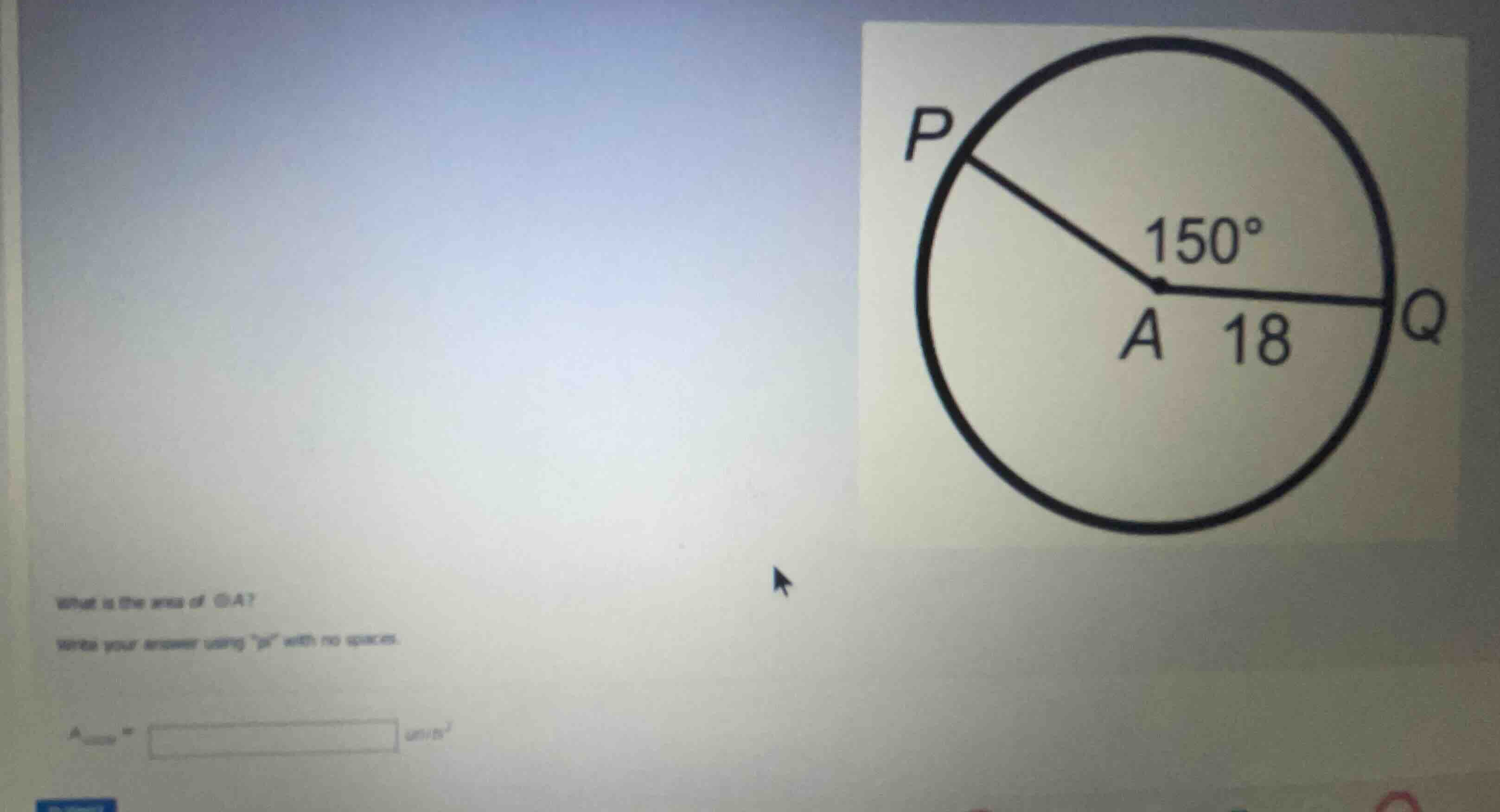 what is the area of \\(\\odot a\\)? write your answer using \pi\ with n…