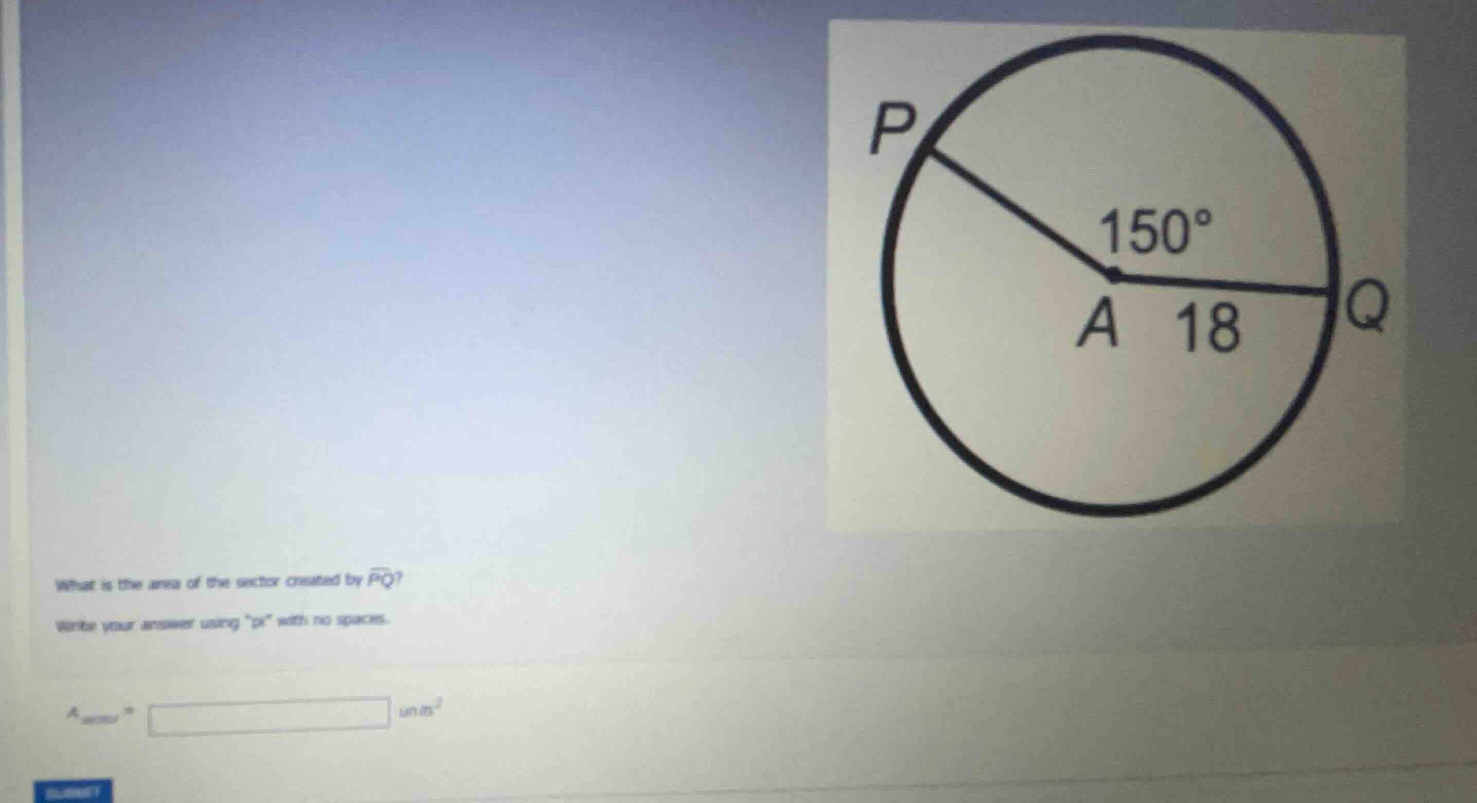 what is the area of the sector created by \\(\\widehat{pq}\\)? write yo…