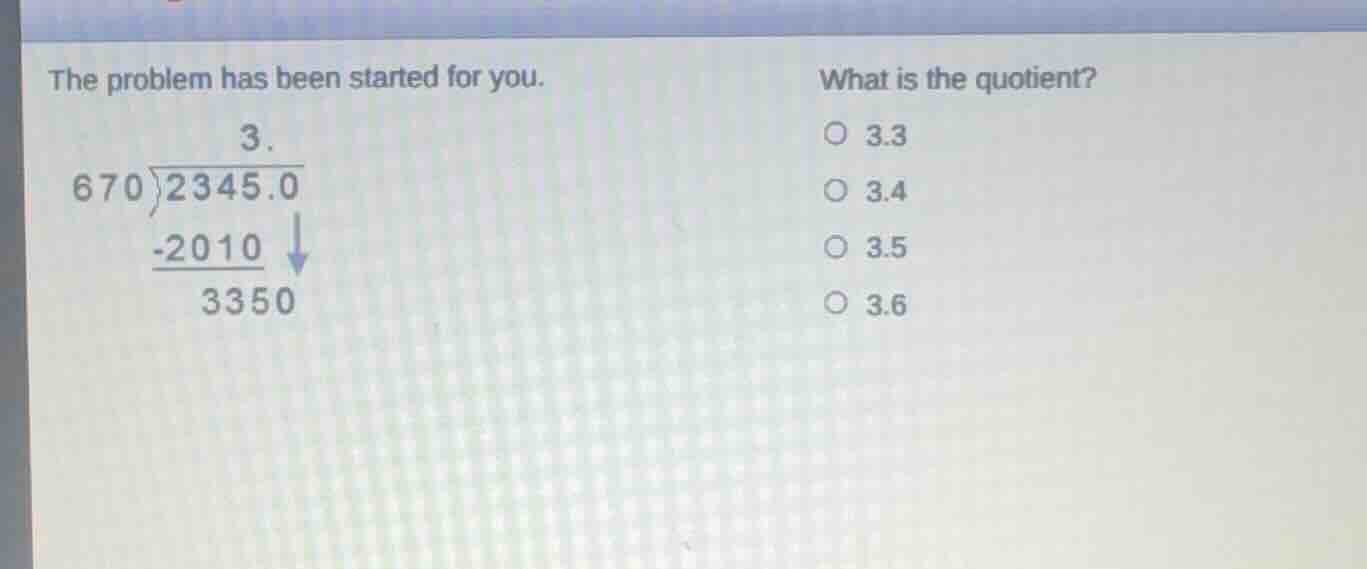 the problem has been started for you. \\begin{array}{r} 3. \\\\ 670 \\o…