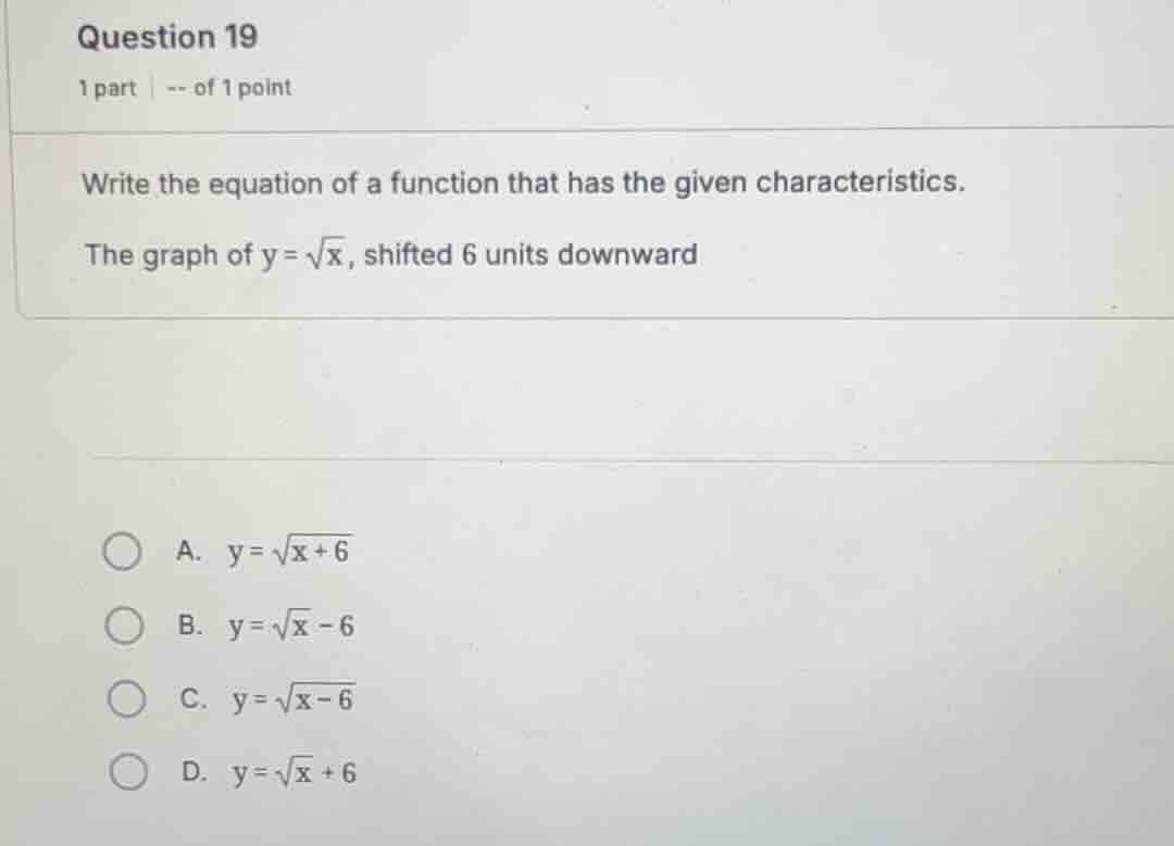 write the equation of a function that has the given characteristics. th…