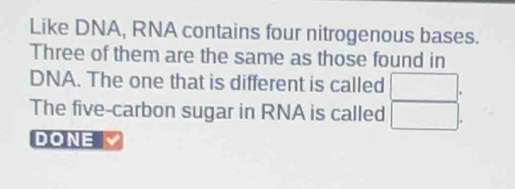 like dna, rna contains four nitrogenous bases. three of them are the sa…