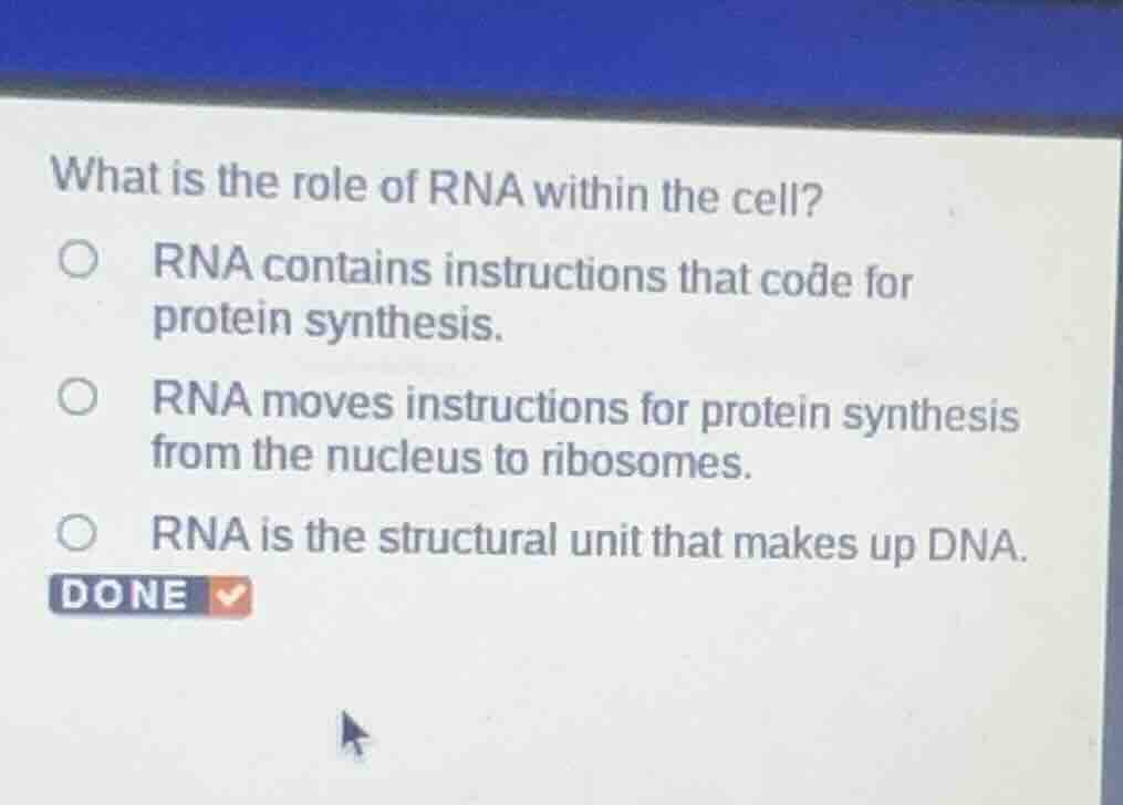 what is the role of rna within the cell? - rna contains instructions th…