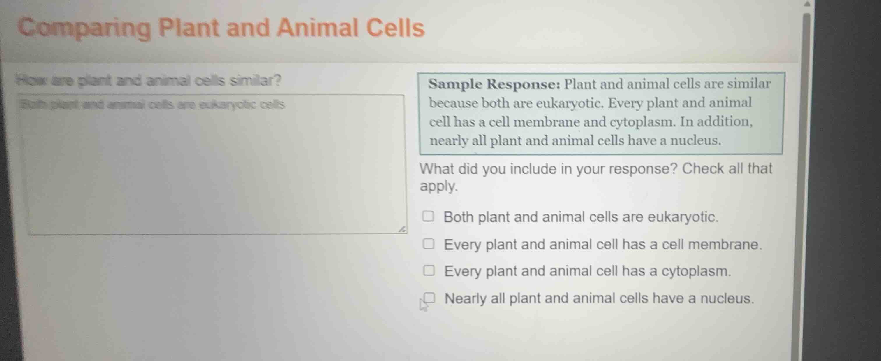 comparing plant and animal cells how are plant and animal cells similar…