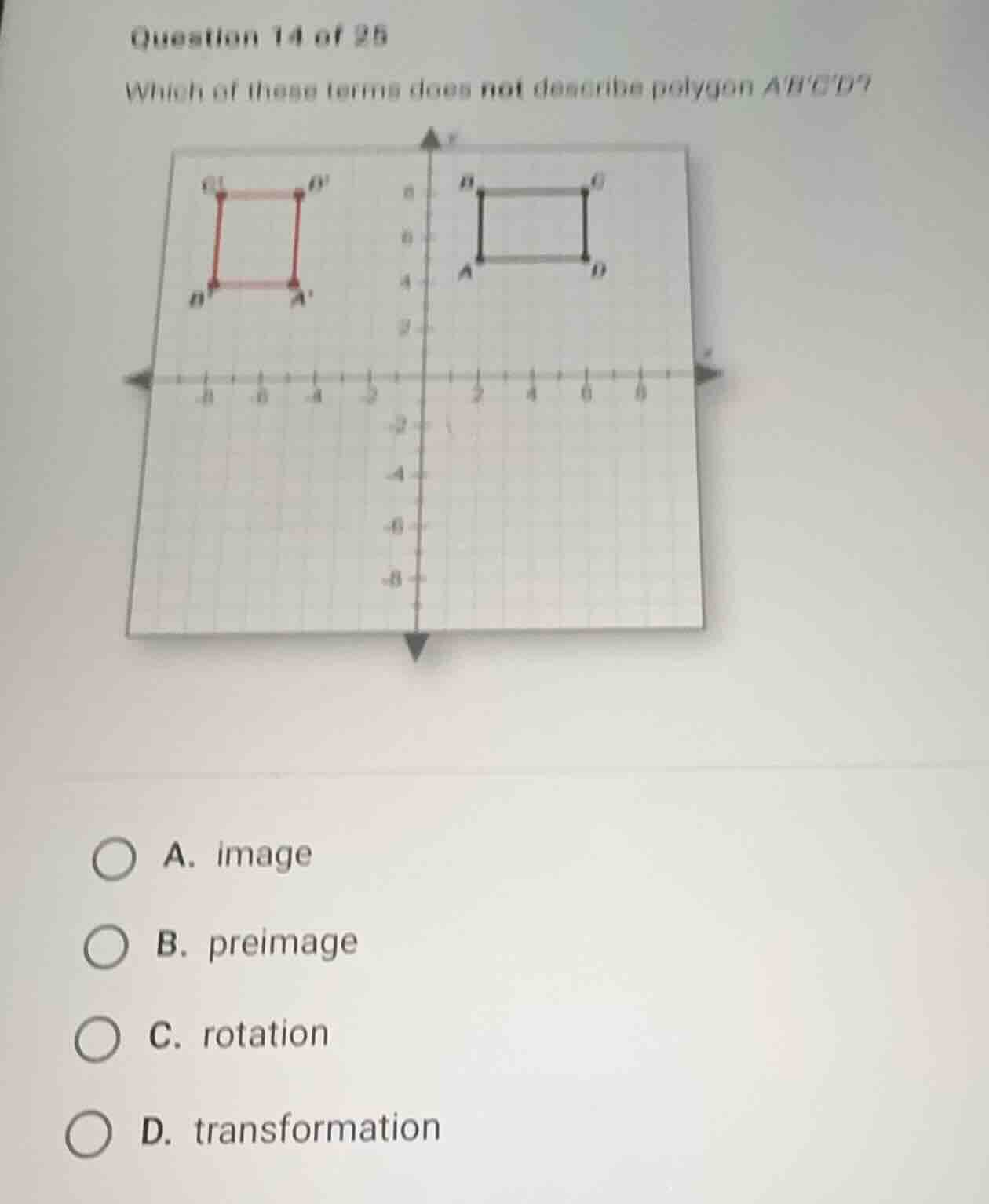 question 14 of 25 which of these terms does not describe polygon \\(abc…