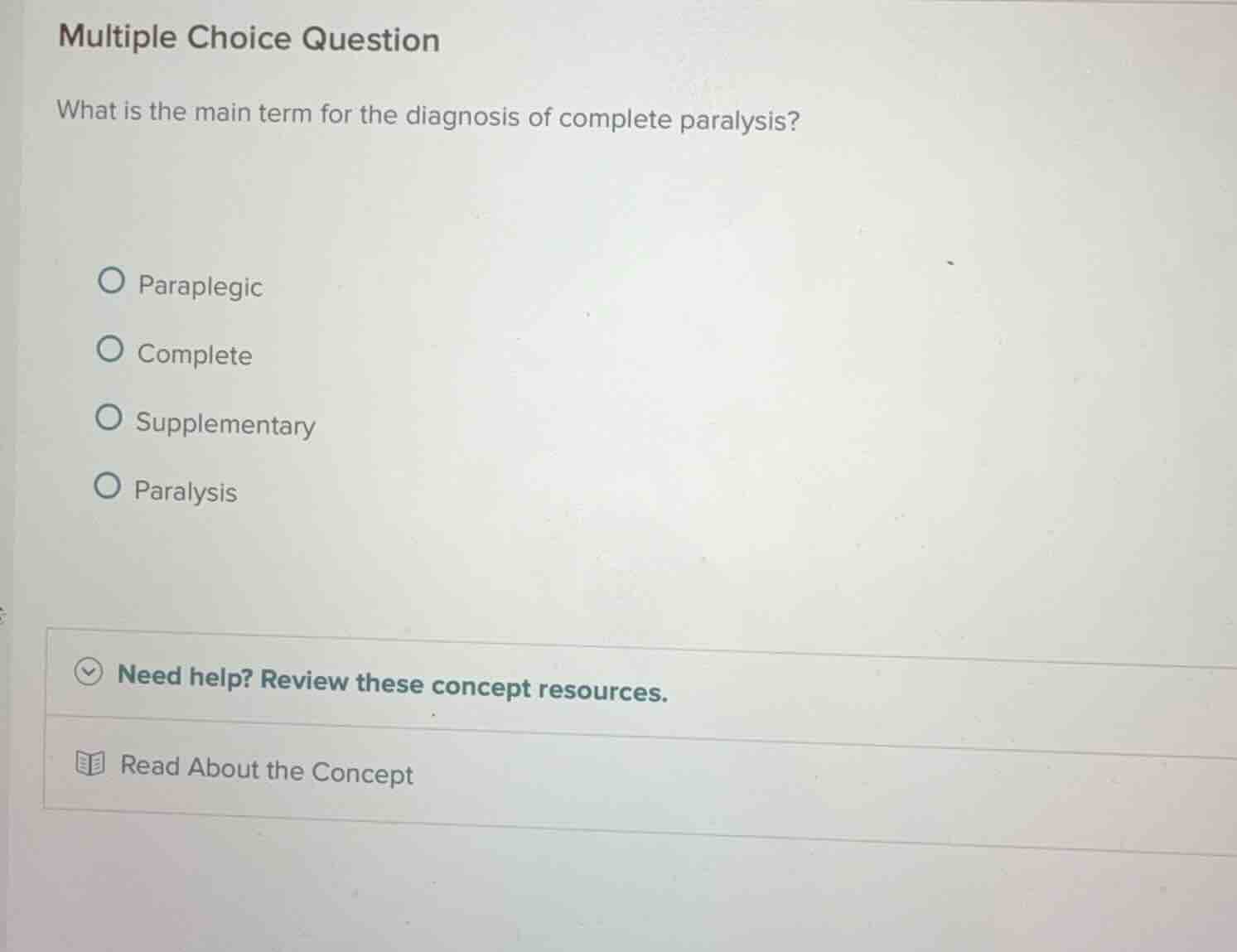 multiple choice question what is the main term for the diagnosis of com…