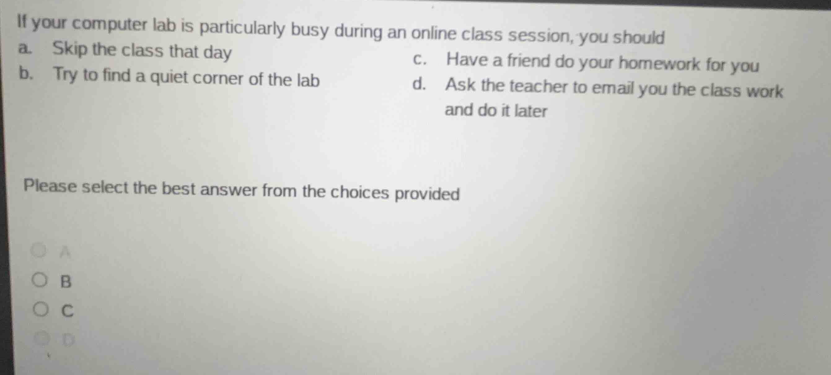 if your computer lab is particularly busy during an online class sessio…