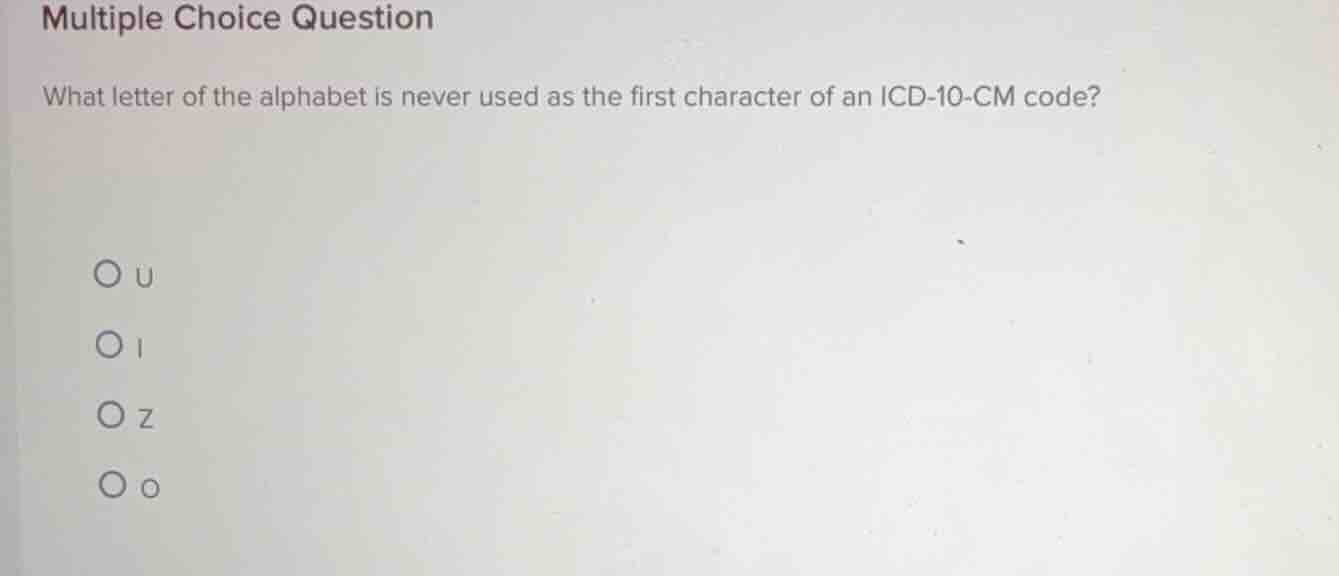multiple choice question what letter of the alphabet is never used as t…