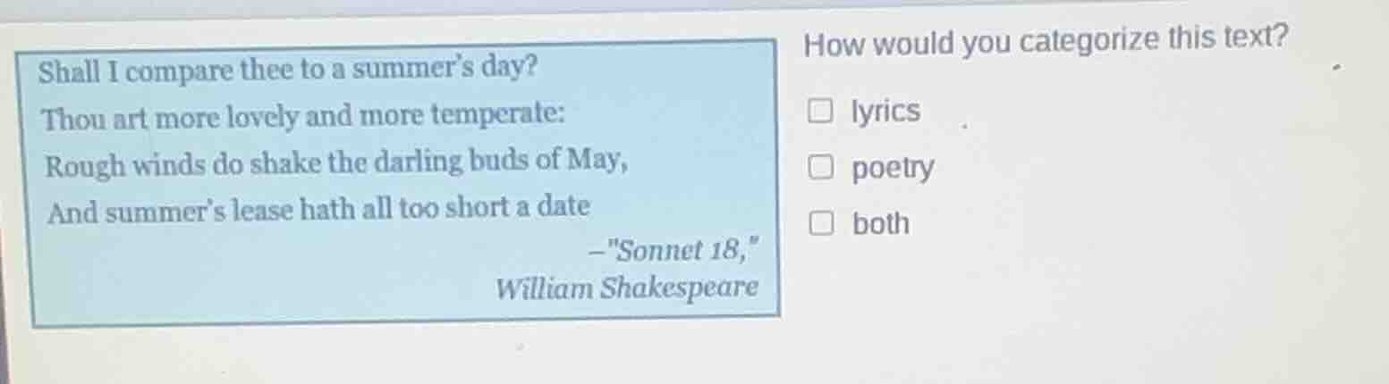 shall i compare thee to a summers day? thou art more lovely and more te…
