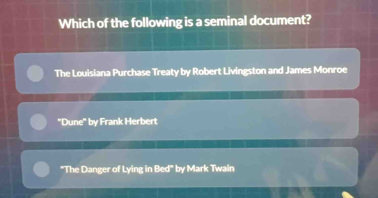which of the following is a seminal document? the louisiana purchase tr…