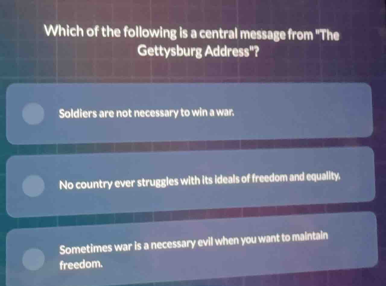 which of the following is a central message from \the gettysburg addres…
