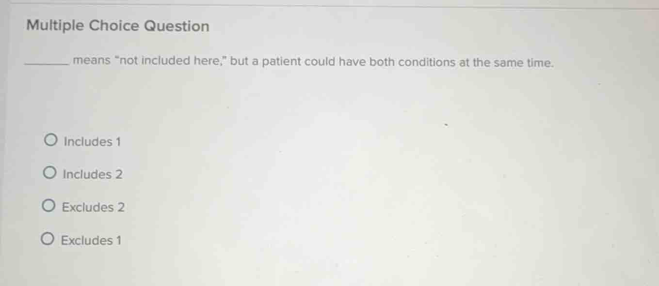 multiple choice question _______ means ot included here,\ but a patient…
