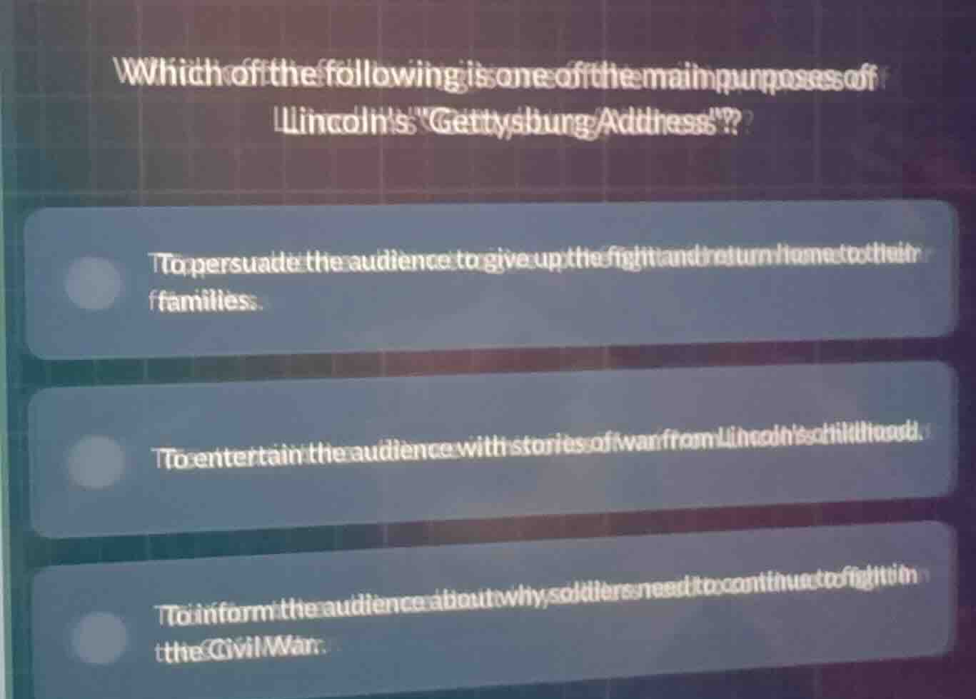 which of the following is one of the main purposes of lincolns \gettysb…