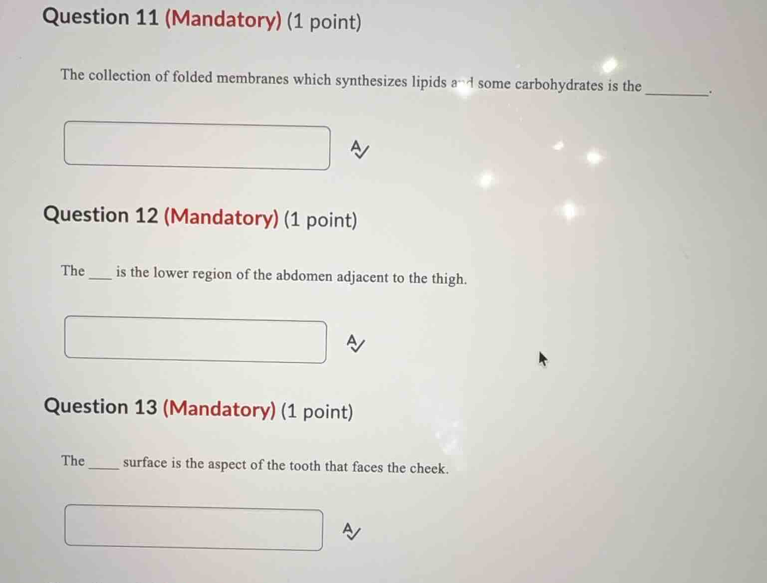 question 11 (mandatory) (1 point) the collection of folded membranes wh…
