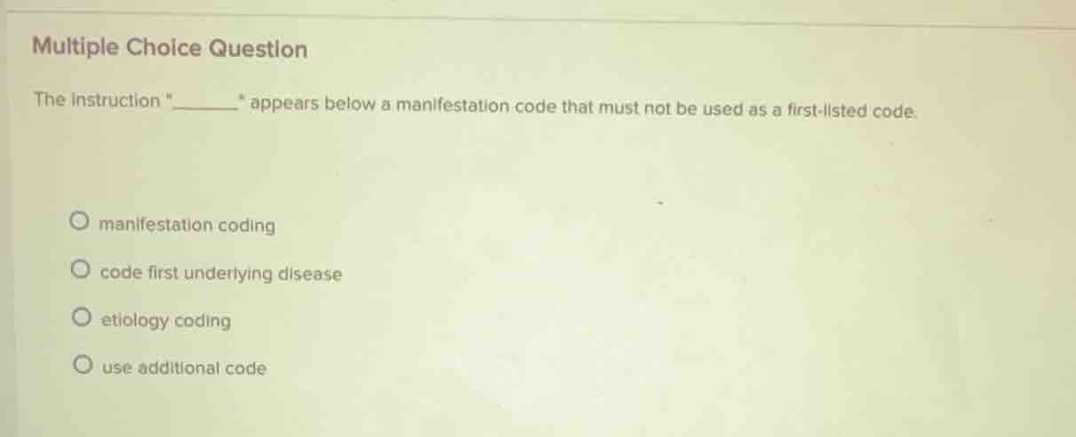 multiple choice question the instruction \______\ appears below a manif…