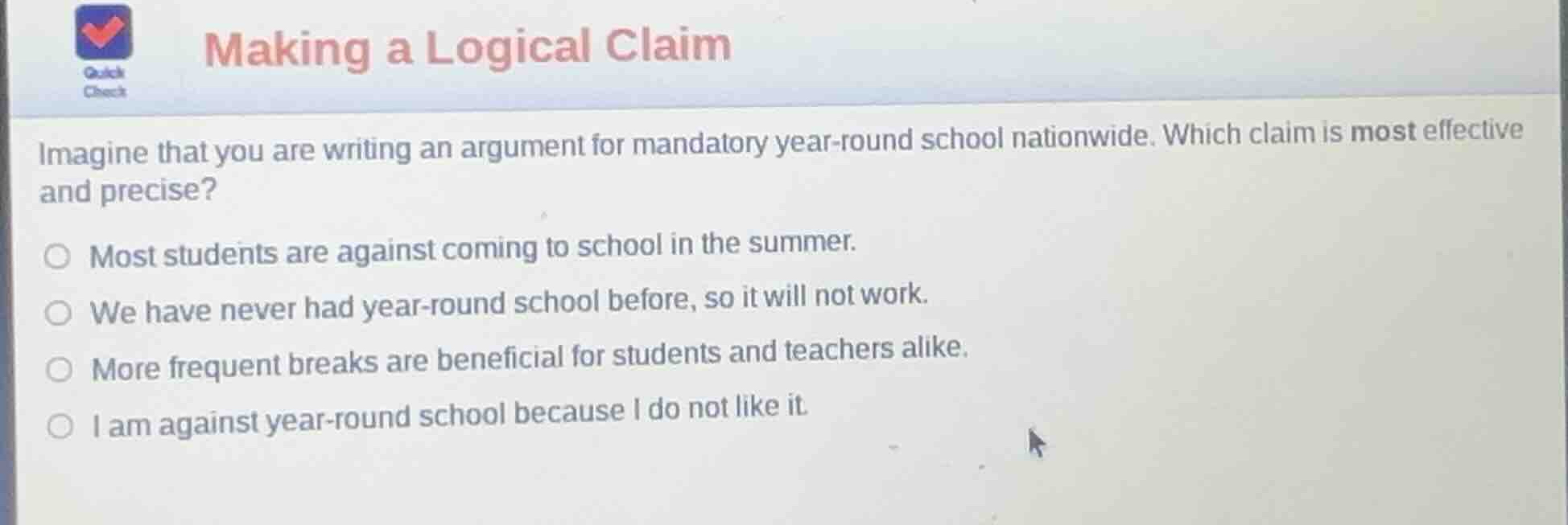 making a logical claim imagine that you are writing an argument for man…