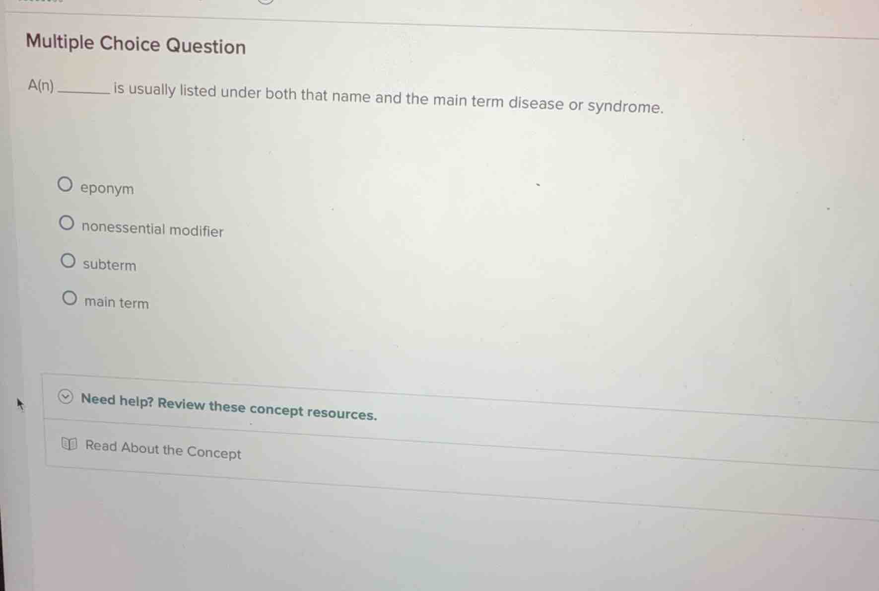 multiple choice question a(n) ______ is usually listed under both that …