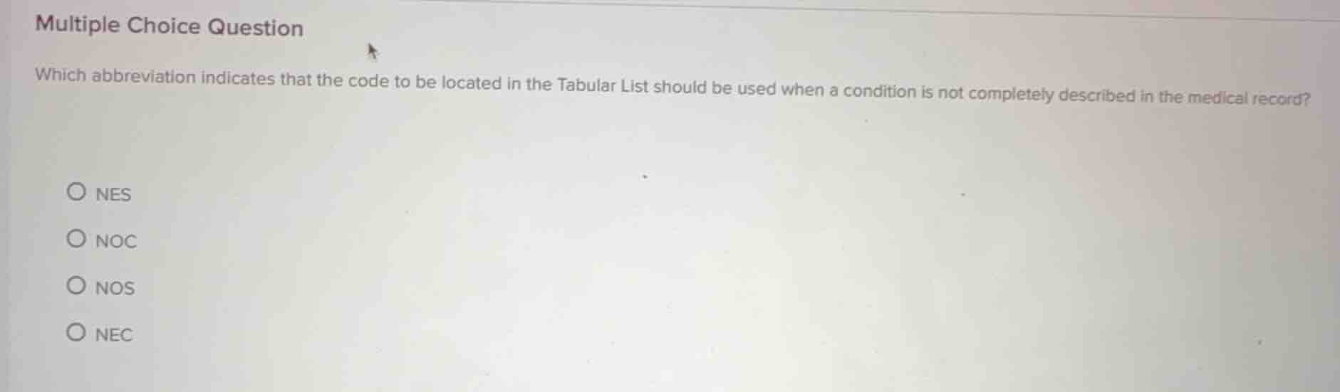 multiple choice question which abbreviation indicates that the code to …