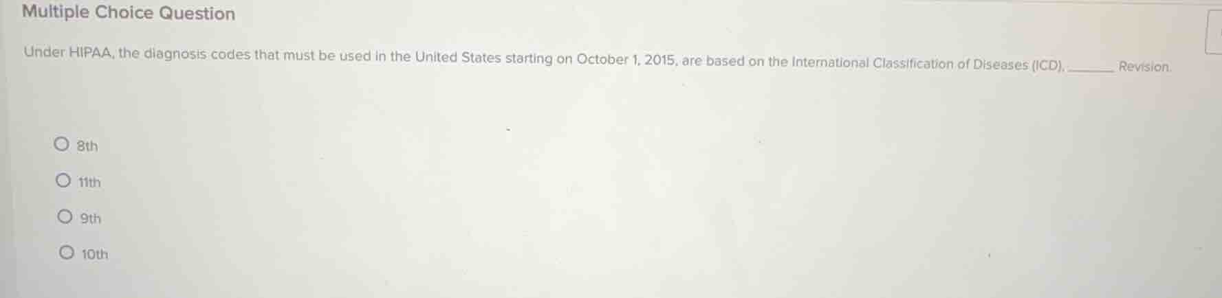multiple choice question under hipaa, the diagnosis codes that must be …