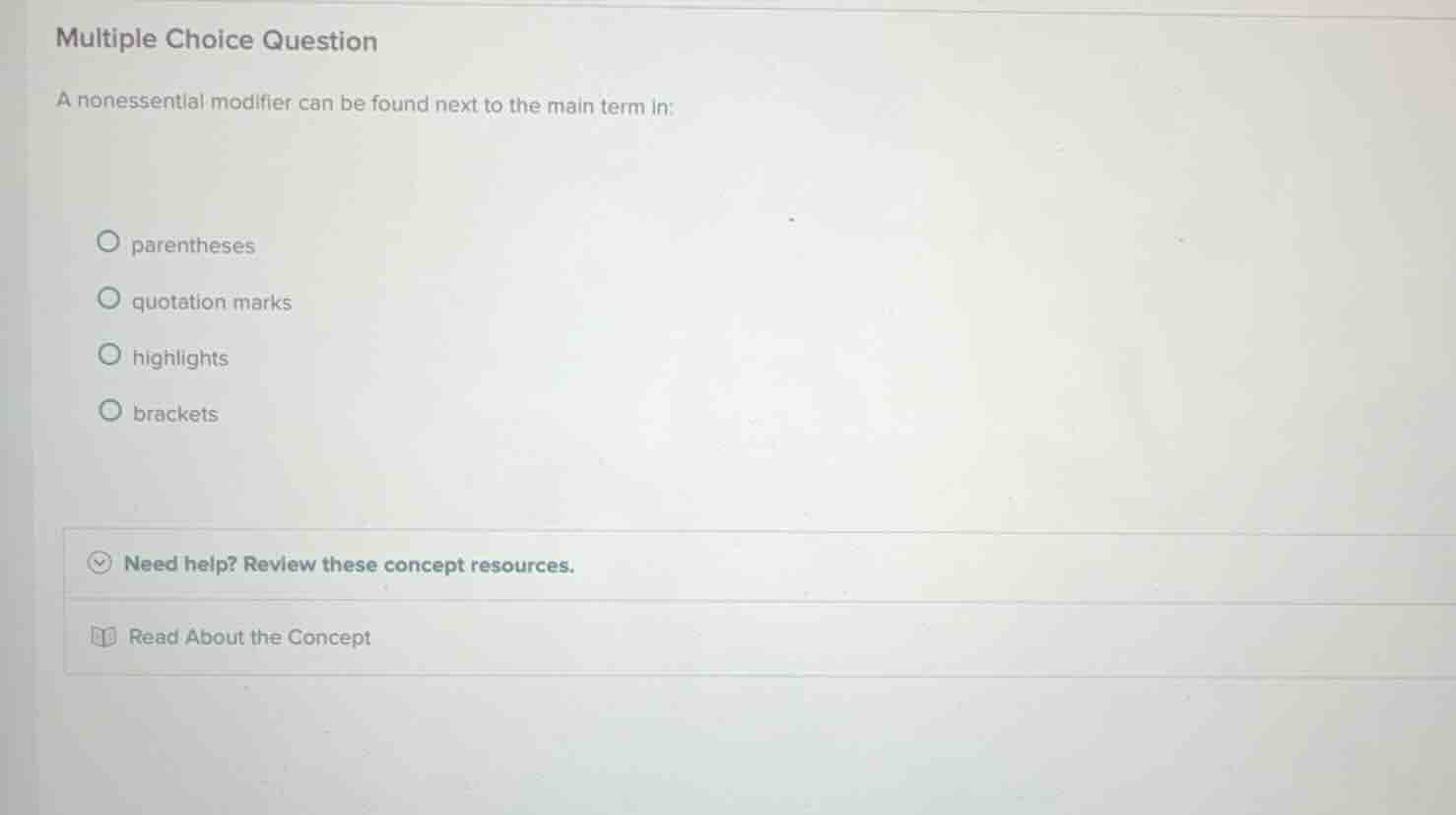 multiple choice question a nonessential modifier can be found next to t…
