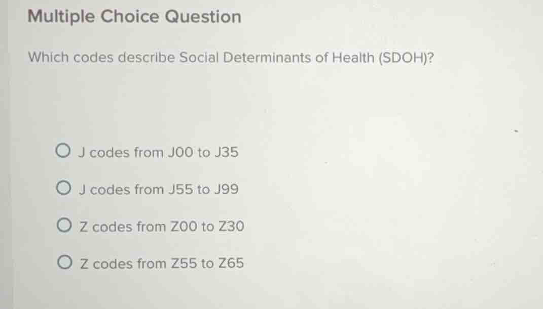 multiple choice question which codes describe social determinants of he…
