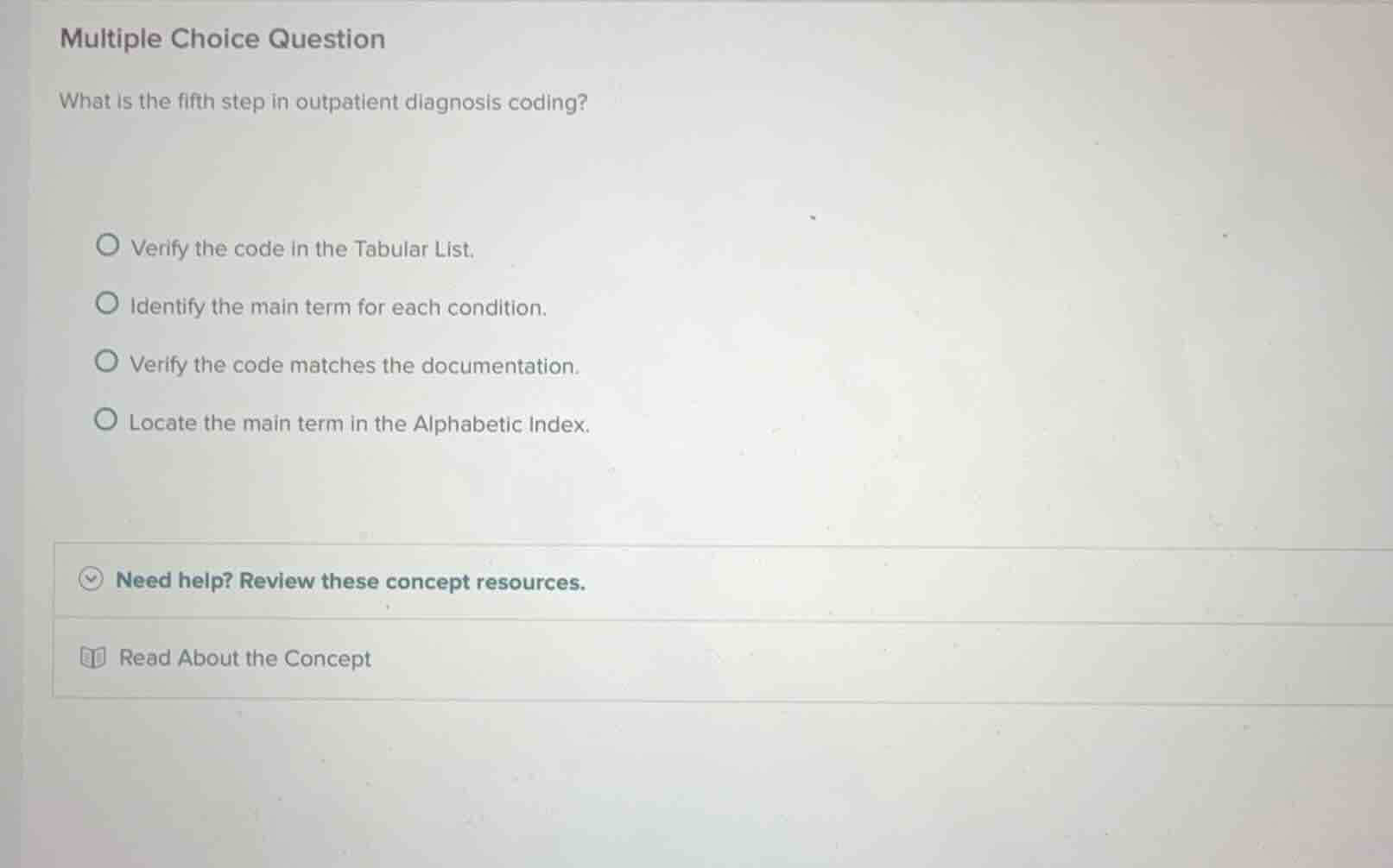 multiple choice question what is the fifth step in outpatient diagnosis…