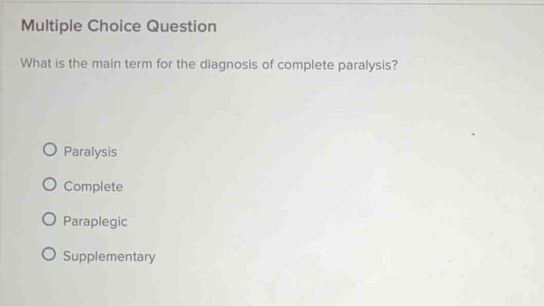multiple choice question what is the main term for the diagnosis of com…
