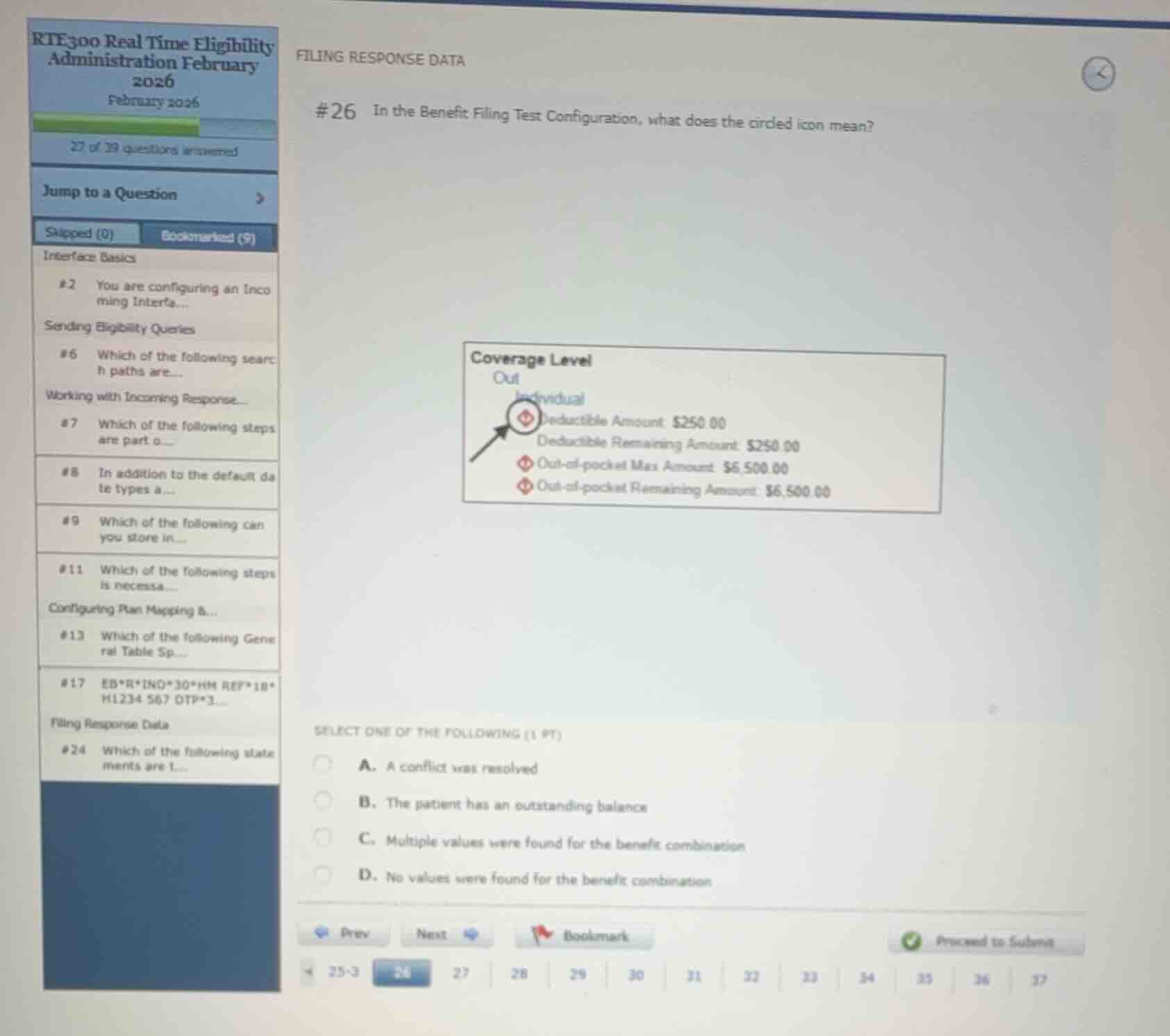 #26 in the benefit filing test configuration, what does the circled ico…